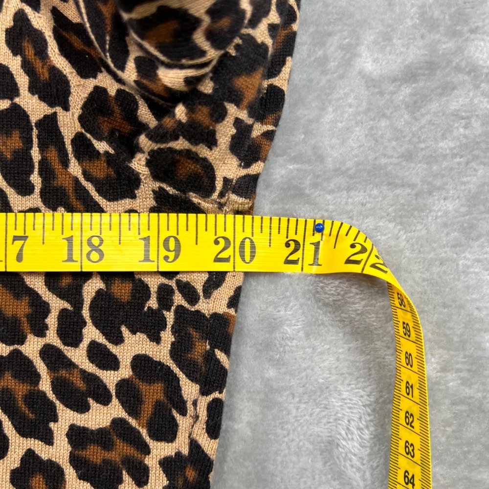 Lands End Cardigan Women M Brown Leopard Supima Cotton Button Front Sweater - Picture 10 of 10